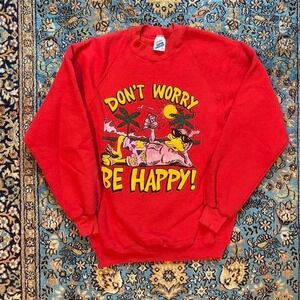 Vintage 1980s Don't Worry Be Happy Crewneck Sweatshirt  Size medium